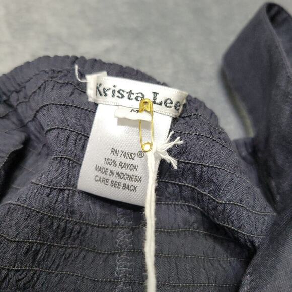 New Krista Lee Mini Womens Medium Dress Black Boho Tiered Sleeveless Embroidered - Picture 7 of 12